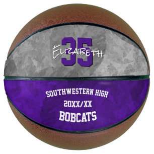 Purple grey team name end of season keepsake  basketball