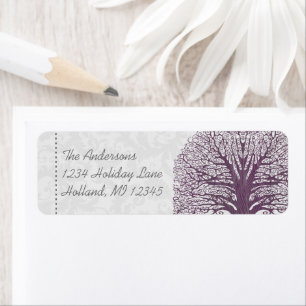 Purple & Grey Tree Autumn Leaves Return Address