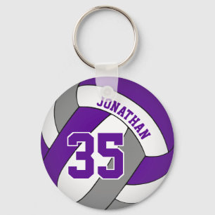 purple grey volleyball player name jersey number key ring