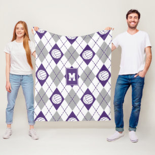 purple grey volleyball team colours argyle pattern fleece blanket