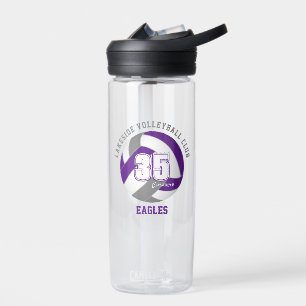purple grey volleyball team colours boys girls water bottle