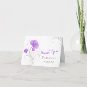 Purple grey watercolor swirl wedding thank you