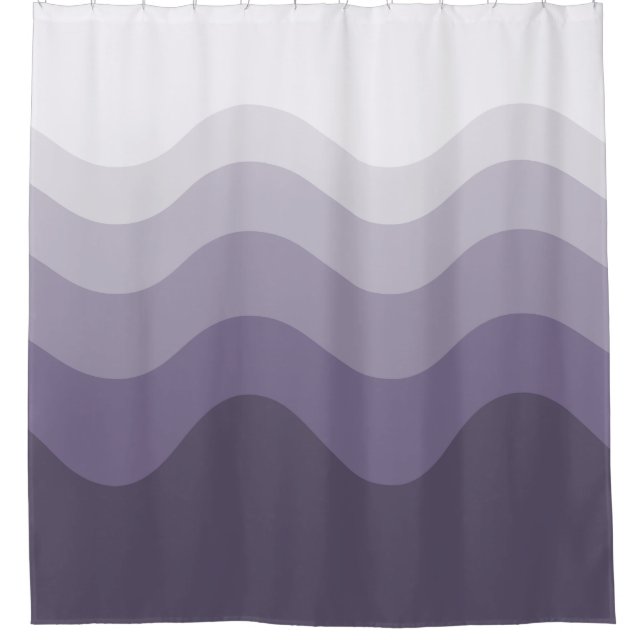 Purple Grey Wavey Stripe Modern Shower Curtain (Front)