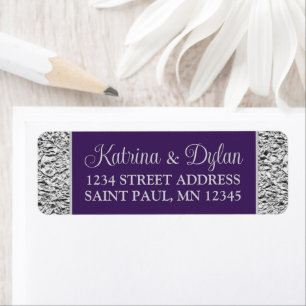Purple, Grey Wedding Address Label