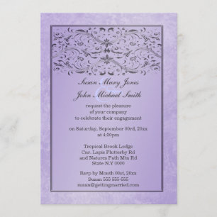 Purple grey wedding anniversary engagement invitation