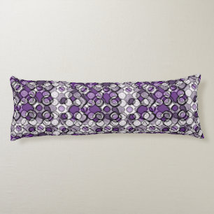 Purple Grey White Abstract Black Circles Body Cushion