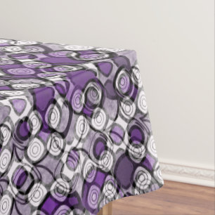 Purple Grey White Abstract Black Circles Tablecloth