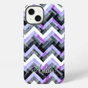 Purple Grey White Chevron Textured Personalised iPhone 13 Case