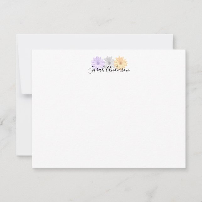 Purple Grey Yellow Daisy Flowers Personalised Card (Front)