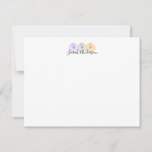 Purple Grey Yellow Daisy Flowers Personalised Card