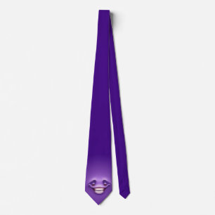 Purple grin emoji tie
