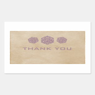 Purple Grunge D20 Dice Gamer Thank You Stickers