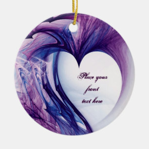 Purple Grunge Heart Ceramic Tree Decoration