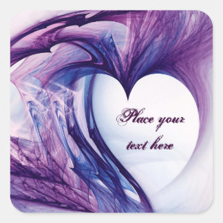 Purple Grunge Heart Square Sticker
