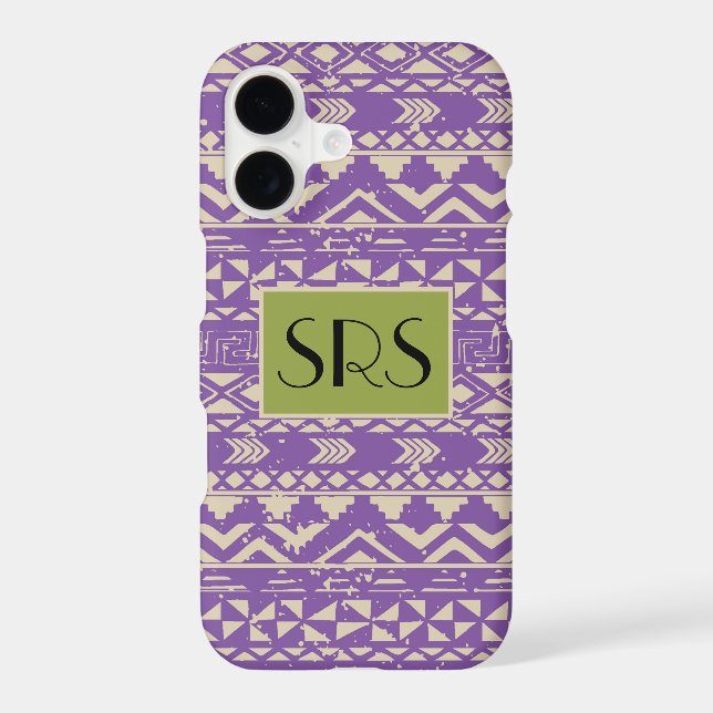 Purple Grunge Pattern Monogram (Back)