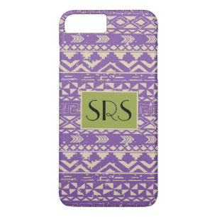 Purple Grunge Pattern Monogram iPhone 8 Plus/7 Plus Case