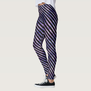 Purple Grunge Watercolor Striped Leggings