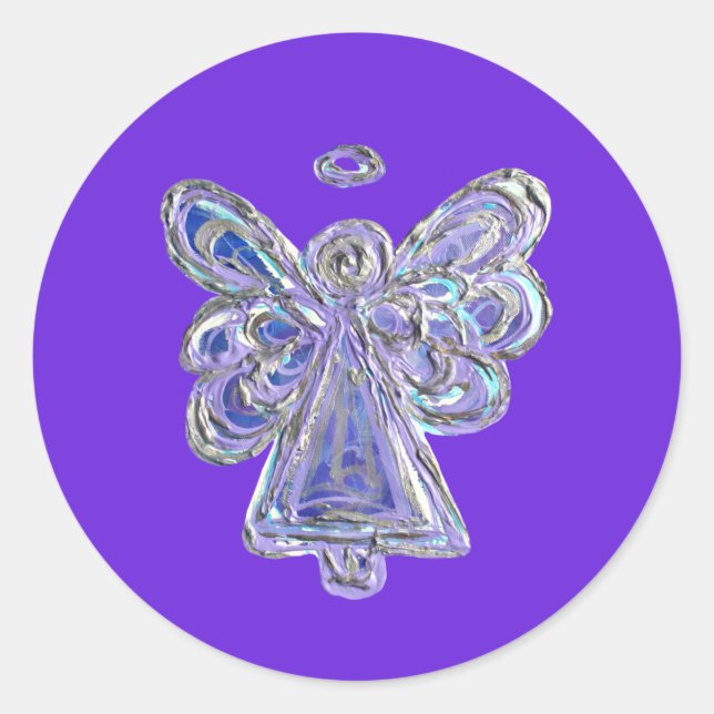 Purple Guardian Angel Art Decal Stickers (Front)