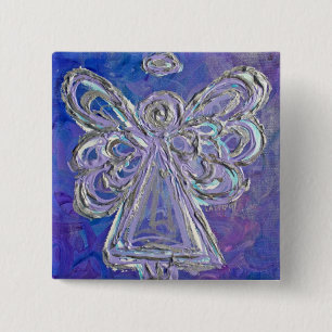 Purple Guardian Angel Custom Holiday Button Pin