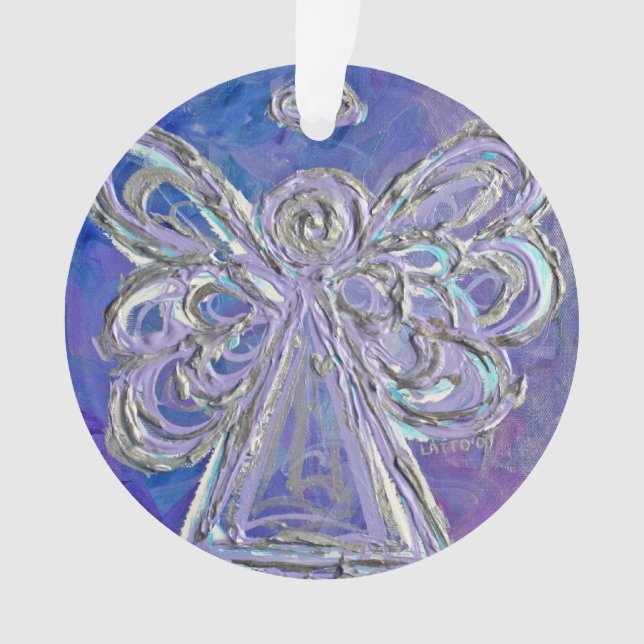 Purple Guardian Angel Gift Holiday Ornament (Front)