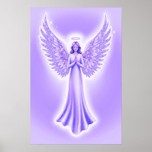 Purple Guardian Angel With Sparkly Wings Poster (Front)
