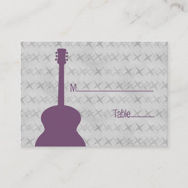 Purple Guitar Grunge Place Card (Front)