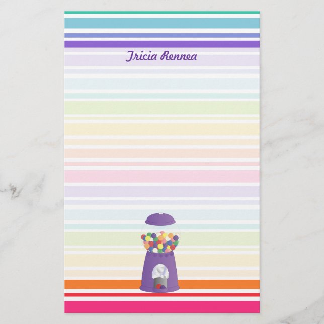 Purple Gumball Machine Stationery (Front)