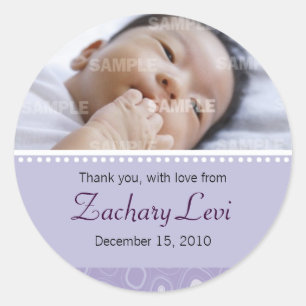 Purple Gumdrop Baby Thank You Sticker
