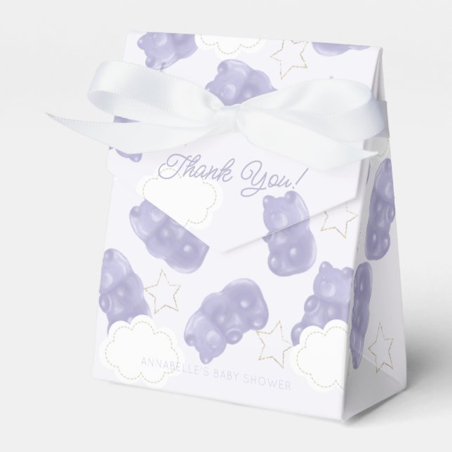 Purple Gummy Bear Baby Shower Favour Box (Front Side)