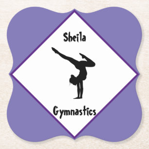 Purple Gymnastics Personalised    Paper Coaster