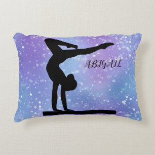 PURPLE GYMNASTICS THROW PILLOW PERSONALIZED.
