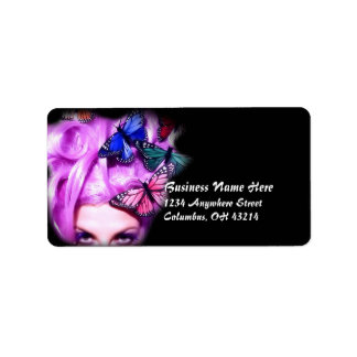 Purple Hair Butterfly Lady Address Labels 2