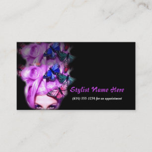 Purple Hair Butterfly Lady Appt. 4 Business Cards