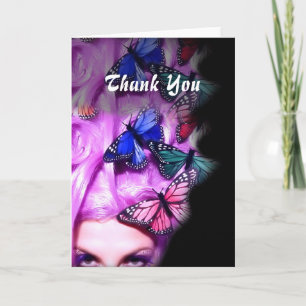 Purple Hair Butterfly Lady Customizable Card