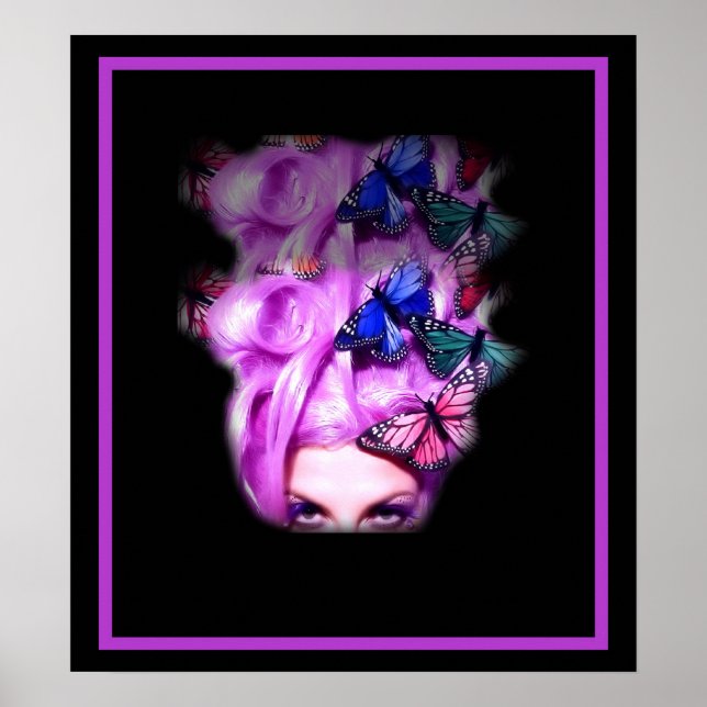 Purple Hair Butterfly Lady  Poster/Print 2 Poster (Front)