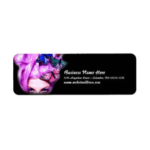 Purple Hair Butterfly Lady Return Address Labels 2