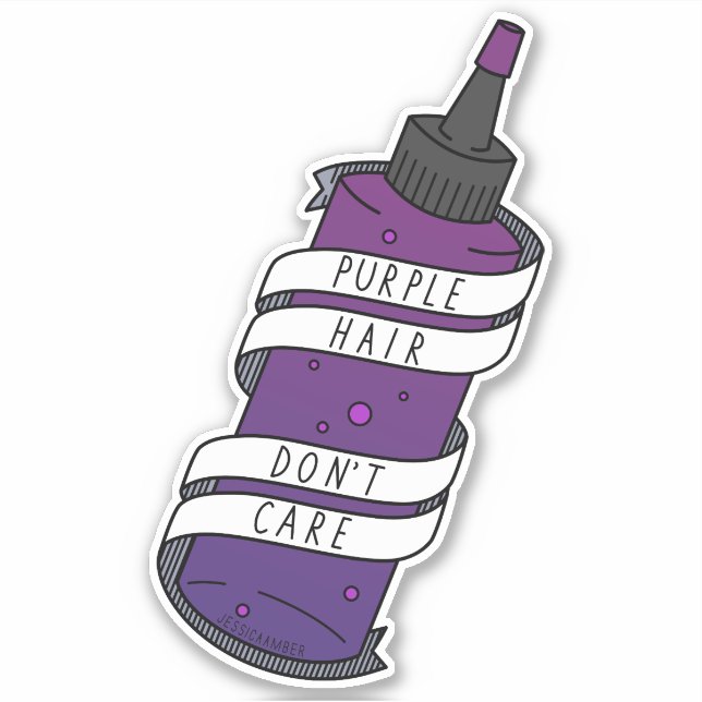 Purple Hair Don't Care Cute Cartoon Dye Bottle (Front)