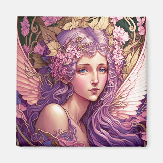 Purple Hair Fairy Angel Fantasy Art Magnet (Front)