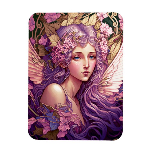 Purple Hair Fairy Angel Fantasy Art Magnet (Vertical)