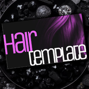 Purple Hair Modern Neon Bright Colours Hairdresser Business Card