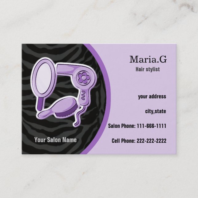 Purple Hair Salon businesscards Appointment Card (Front)