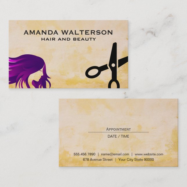 Purple Hair | Scissors Appointment Card (Front/Back)