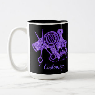 Purple Hair Stylist Logo Two-Tone Coffee Mug