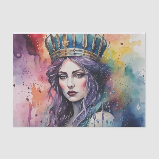 Purple Haired Queen Rainbow LGBTQ Royal Tissue Paper (Front)