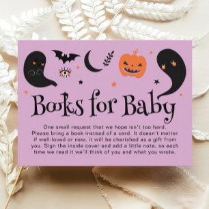 Purple Halloween Baby Shower Books for Baby Enclosure Card