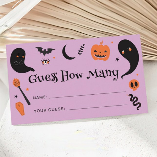 Purple Halloween Baby Shower Guess How Many Enclosure Card (Creator Uploaded)