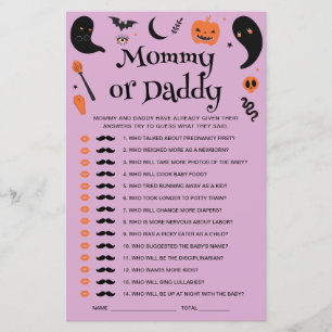 Purple Halloween Baby Shower Guess Who Game
