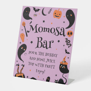 Purple Halloween Baby Shower Momosa Bar Pedestal Sign