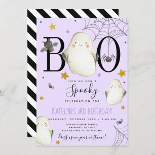 Purple Halloween Birthday Invitation