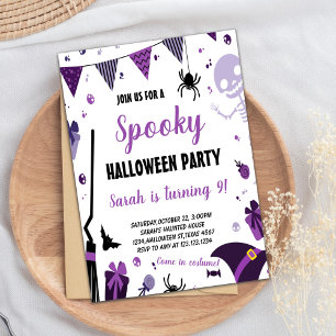 Purple Halloween Birthday Invitation